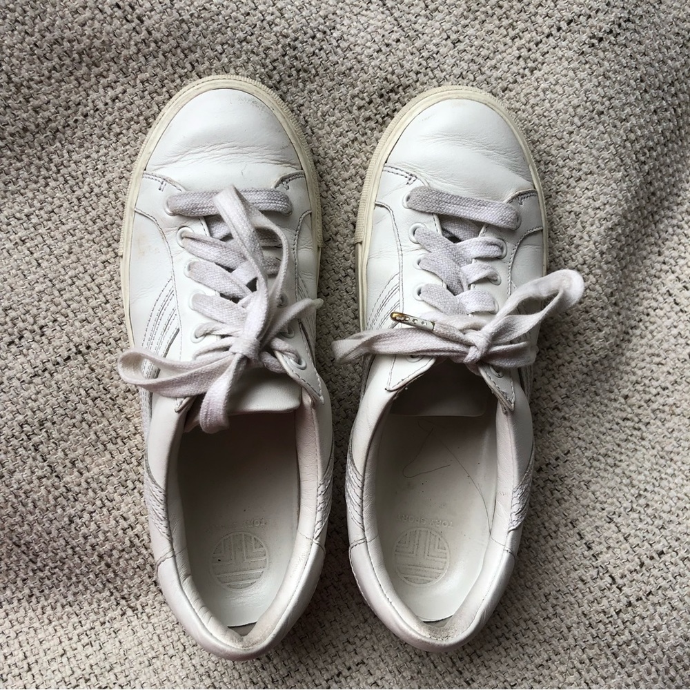 Tory Burch low-rise leather white sneakers